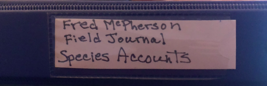 binder label of fred's species accounts journal