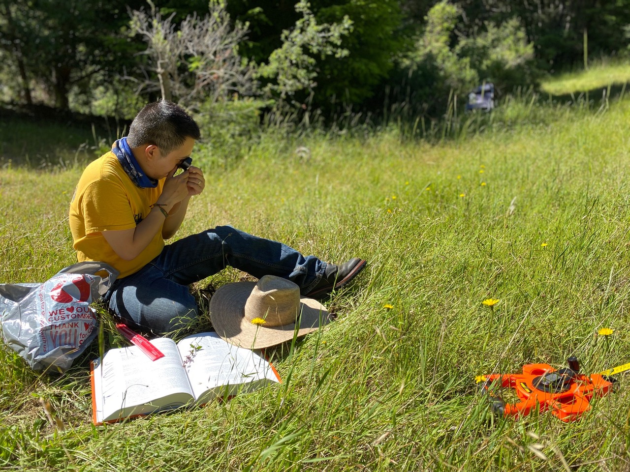 justin identifying a plant