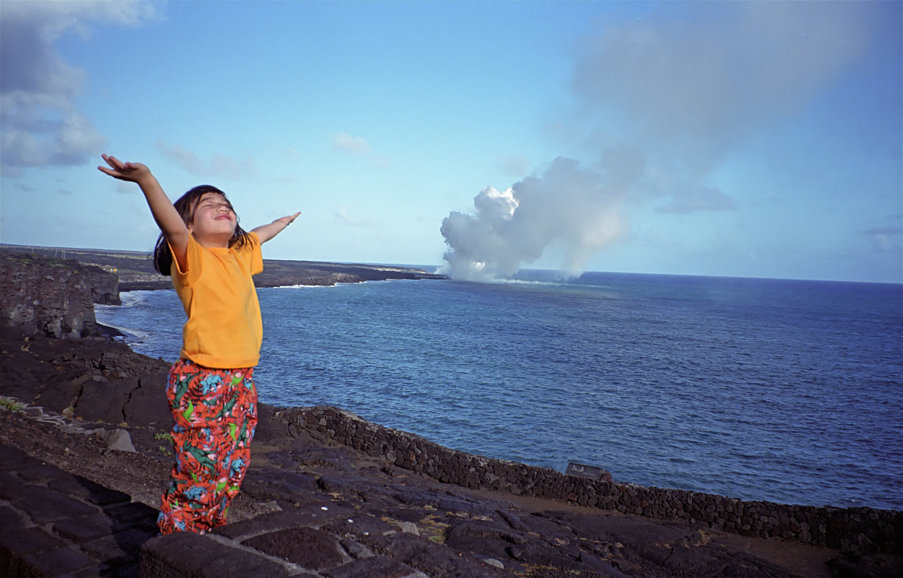 felicia causing a volcano to explode